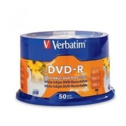Verbatim DVD-R 4.7GB 50Pk White InkJet 16x