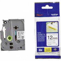 Brother 12mm Black on White Strong Adhesive TZE Tape