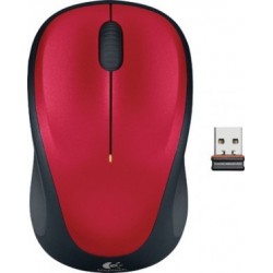 Logitech M235 Wireless Mouse Red Contoured design Glossy...